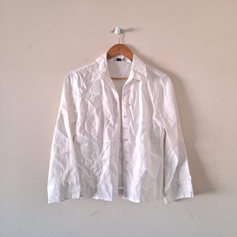 VTG Edward 100% Linen Embroidered Button down Top